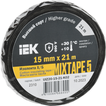 Изолента IEK MIXTAPE 5 Х/Б 15мм 21м