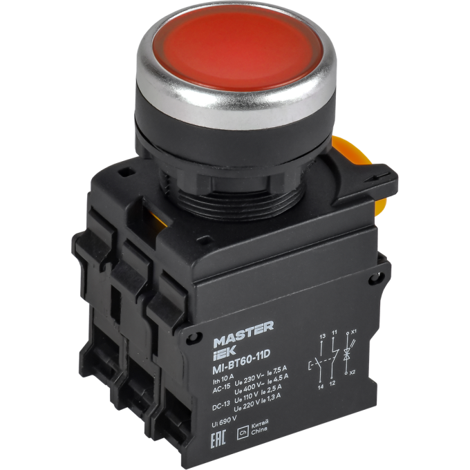 Кнопка с подсветкой IEK MASTER MI-BT60-11D-33-12-K04